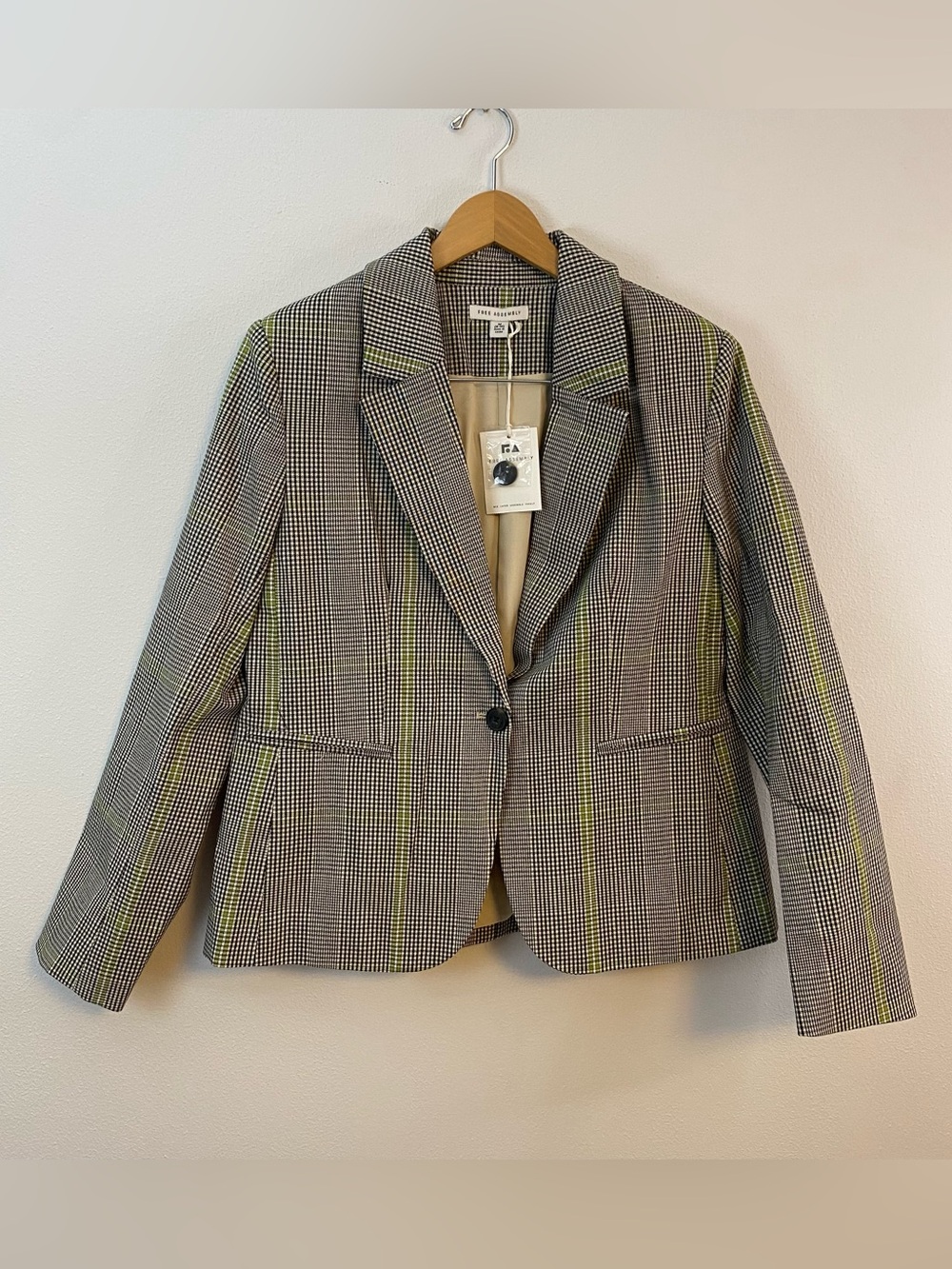 Free Assembly Black Green Striped Blazer NWT Womens Medium